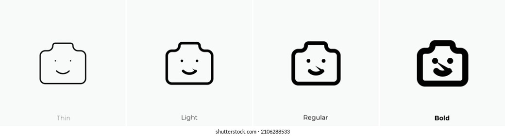 camera selfie icon. Thin, Light Regular And Bold style design isolated on white background