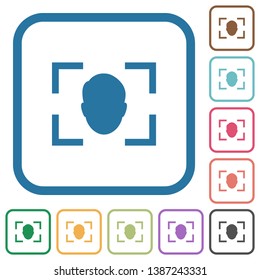 Camera selfie mode simple icons in color rounded square frames on white background
