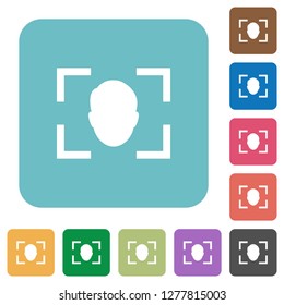 Camera selfie mode white flat icons on color rounded square backgrounds