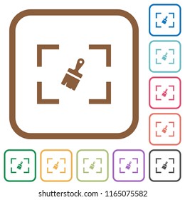 Camera sensor cleaning simple icons in color rounded square frames on white background