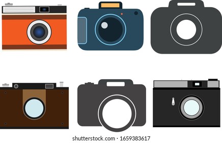 Camera, a set of diverse cameras isolated on a white background. Vector illustration. Vector.