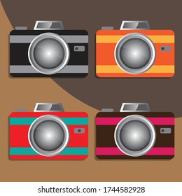 Camera set icon. Vector graphics are good for photography, traveling, etc.