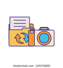 camera with set icons isolated icon