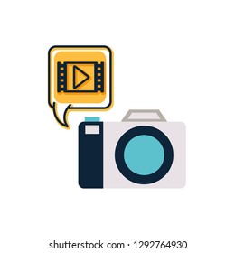 camera with set icons isolated icon