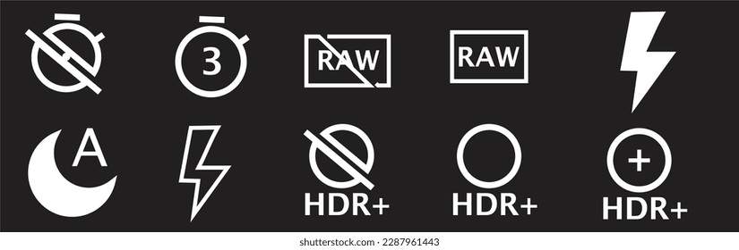 Camera setting icon isolated on black background