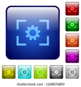 Camera setting icons in rounded square color glossy button set