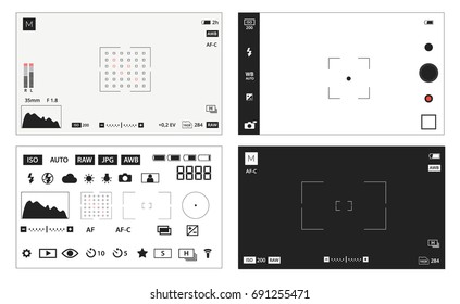 Camera settings 3 devices and icons. Vector illustration