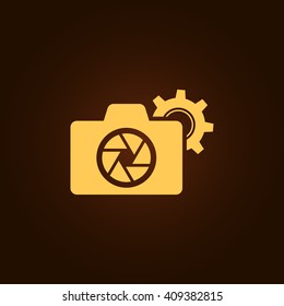 Camera settings icon, camera configuration icon vector