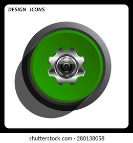 camera Settings. icon. vector design Green Start button, forward, to continue. Flat design style.