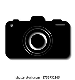 Camera and shadow, black on a white background, sign for design, vector illustration