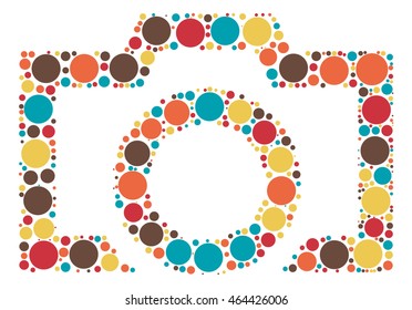camera shape vector design by color point
