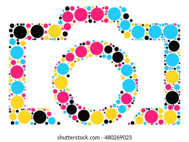 camera shape vector design by color point