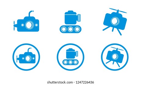 Camera shaped helicopter, tank, and submarine.