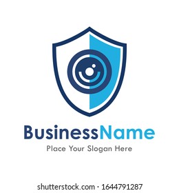 Camera shield vector logo template. Suitable for business, photograph and web
