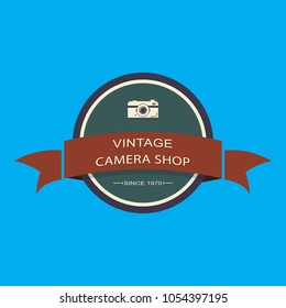 Camera shop badge design.Vector EPS10