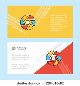 Camera shutter abstract corporate business banner template, horizontal advertising business banner.