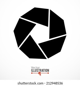 Camera shutter abstract icon. Vector illustration.