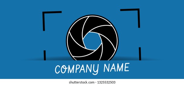 Camera Shutter Aperture Business Logo - Vector Illustration - Isolated On Blue Background
