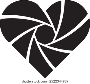 Camera shutter aperture icon simple love heart style Vector Image