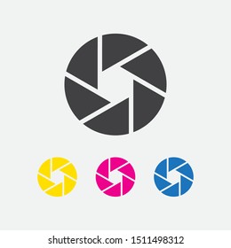 Camera shutter aperture icons. vector illustration