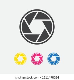 Camera shutter aperture icons. vector illustration