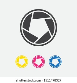 Camera shutter aperture icons. vector illustration