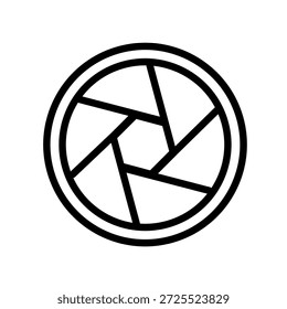 Blende des Kameraauslösers im Linienstil, Vektorsymbol