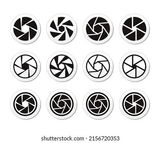 Camera Shutter Aperture Vector Set. Aperture camera shutter focus icons set. 