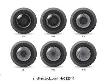 camera shutter apertures, vector illustration