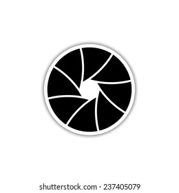 camera shutter - black vector icon with shadow