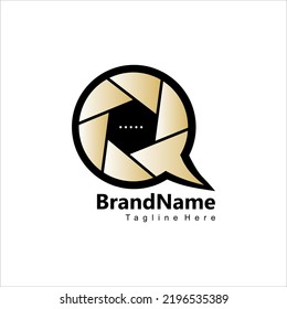 Camera Shutter Bubble Chat Vector Illustration. Shutter Lens Talk. Shutter talk. hexagon 
