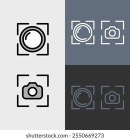 Camera shutter button and camera focus - clean and modern Photography and videography icon set.