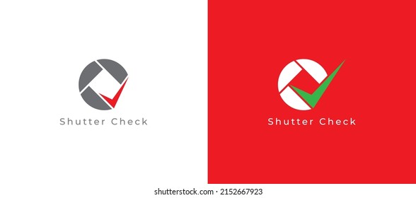 Camera Shutter with Check Symbol Logo Concept sign icon symbol Design. Vector illustration logo template