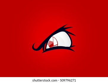 Camera shutter combined with an angry eye  