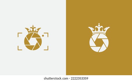 Camera Shutter Crown Logo Bundle Set Concept symbol icon sign Element Design. Royal, Photographer, Photography Logotype. Vector illustration template