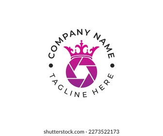 Camera Shutter Crown Logo Concept icon sign symbol Element Design. Photography, Photographer Logotype. Vector illustration template