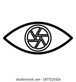Camera shutter eye icon in trendy outline style design. Vector illustration isolated on white background.