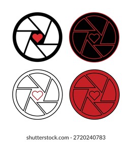 Camera Shutter Heart Logo Design