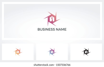 Camera Shutter With A House As Focus Point Logo