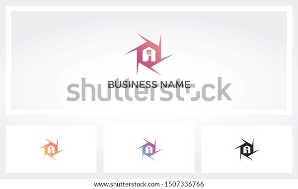 Camera Shutter House Focus Point Logo Stock Vector Royalty Free