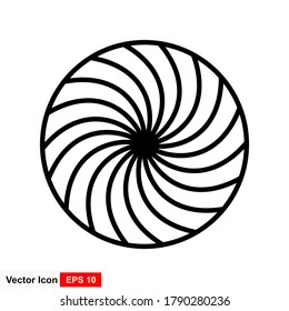 Icono de obturador de cámara en icono de estilo de línea negra, estilo aislado en fondo blanco