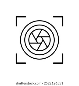 Camera shutter icon in black line style icon, style isolated on white background