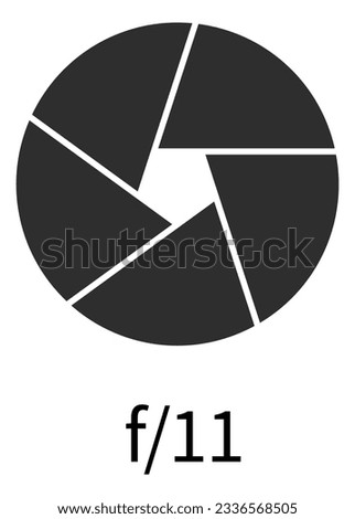 Camera shutter icon. Black silhouette symbol. Photo lens focus aperture. Optical equipment. Photography objective simple pictogram. Snapshot open diaphragm. Vector
