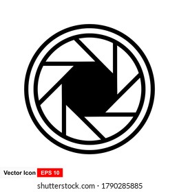 Camera shutter icon in flat style with a white background. Vector illustration.