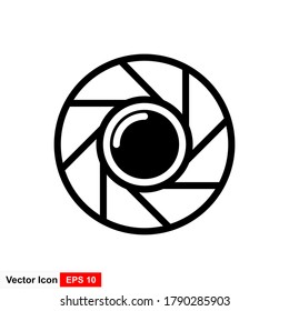 Camera shutter icon in flat style with a white background. Vector illustration.