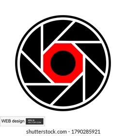 Camera shutter icon in flat style with a white background. Vector illustration.