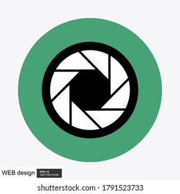 Camera shutter icon in flat style with a white background. Vector illustration.