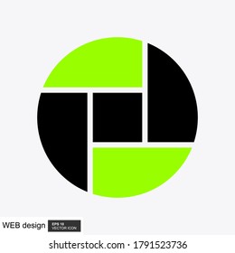 Camera shutter icon in flat style with a white background. Vector illustration.