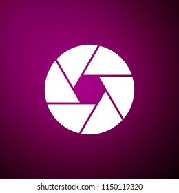 Camera shutter icon isolated on purple background. Flat design. Vector Illustration