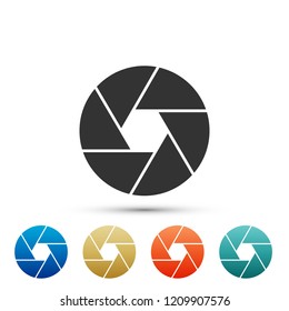 Camera shutter icon isolated on white background. Set elements in colored icons. Flat design. Vector Illustration